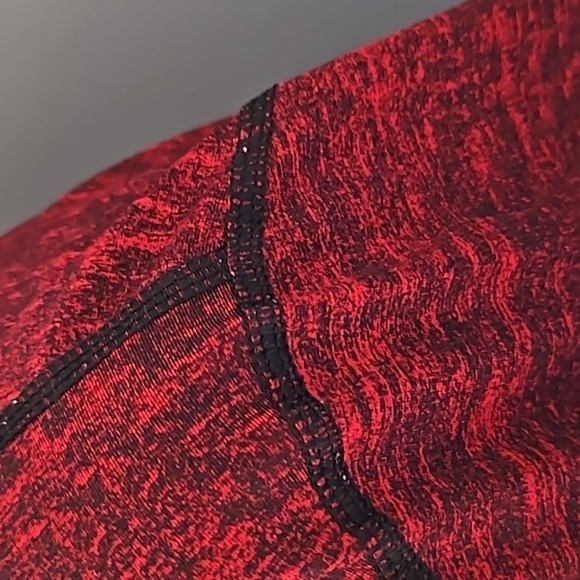 adidas Tech Fit Red and Black Heathered V-neck Long Sleeve Tee - Picture 8 of 12